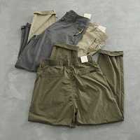 Celana Kasual Pria Model Tapered Fit Anti Air Cepat Kering Bahan Polyester dengan Saku Samping Pinggang Sedang Kancing Depan Ringan untuk Musim Panas