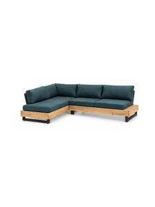 Canapé d'extérieur moderne en bois avec coussins en tissu gris, deux places, accoudoirs droits, design convertible pour mobilier de salon - Product Image 4