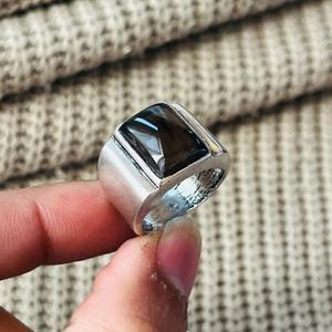 <b>Mens</b> Geometric Black Onyx Brass <b>Ring</b> <b>Silver</b> Plated Signet Bold Statement Wholesale <b>Ring</b> - Product Image 2