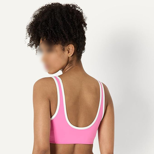 Sujetador Deportivo Premium Rosa Brillante con Escote Redondo para Ejercicio de Bajo Impacto y Yoga en Estudio - Product Image 3