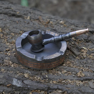 Cendrier de luxe fait main en acier à motif Damas, accessoire de fumeur au design unique, porte-cendres pour la maison, le bureau, cadeau et décoration - Product Image 5