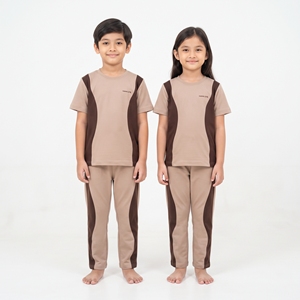 Conjunto Deportivo para Niños y Niñas con Paneles Laterales en Contraste, Traje Deportivo con Rayas Curvas, Ropa Deportiva Diaria, Ropa Deportiva Activa, Venta al Por Mayor, Nuevo - Product Image 5