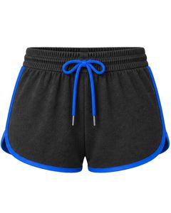 Shorts de sport pour femmes personnalisés noir et bleu royal, séchage rapide, respirants, taille élastique, pour la gym, le fitness, les loisirs et les activités sportives - Product Image 3