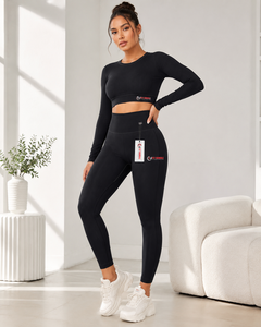 กางเกงเลกกิ้งเอวกลางผ้าริบสำหรับผู้หญิง Fly Humble Sportswear ความยาวระดับเข่า สีพื้น ระบายอากาศได้ดี ผลิตจากผ้าฝ้าย/ใยไผ่ เหมาะสำหรับใส่ลำลอง - Product Image 6