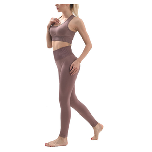 Servicios OEM, Conjunto de Yoga de Spandex/Nailon para Mujer Talla Grande, Color Sólido, Cintura Elástica, Transpirable, de Secado Rápido, Conjunto de 2 Piezas para Adultos - Product Image 2