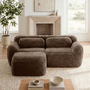 Divano a L Ergonomico Senza Struttura in Tessuto Morbido e Soffice, Spugna ad Alta Densità 32D, Chaise Longue Senza Necessità di Montaggio per Soggiorno - Product Image 1