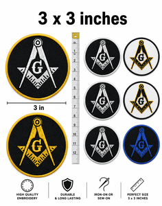 Parche Masónico Bordado Personalizado Ecológico con Compás Cuadrado y Circular, Insignia de Tela Clásica para Prendas - Product Image 4
