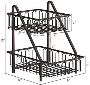 Panier de rangement moderne en métal noir avec poignées, organisateur en fil métallique durable pour salle de bain, chambre et étagères - Product Image 2