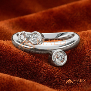 Custom Three-Stone Bypass Diamond <b>Ring</b> | 925 Sterling <b>Silver</b> or 14K Gold Bezel <b>Set</b> Moissanite Crossover <b>Ring</b> Diamond - Product Image 1