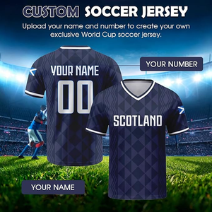 Maillot de football personnalisé pour hommes d'Écosse, col en V, manches courtes, 100 % polyester respirant, vêtements de football pour adultes - Product Image 3