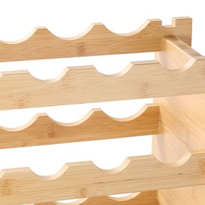 Portabottiglie Modulare Impilabile a 6 Ripiani in Legno di Bambù Massiccio per 48 Bottiglie, Espositore Autoportante per Vini - Product Image 2