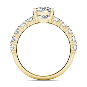 Anillo de Compromiso con Diamante Cultivado en Laboratorio de Corte Brillante Redondo de 1.10CT, Oro de 14K, Banda con Diamantes Redondos en Punta Compartida - Product Image 2