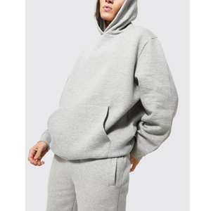 Ensemble de survêtement gris en coton à capuche pour homme, couleur unie, manches longues, coupe ample, short décontracté, respirant, idéal pour le printemps - Product Image 6