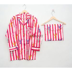 ชุดนอนผู้หญิงลายพิมพ์แมงป่องเคลื่อนไหวได้ สวยงาม หรูหรา ทำด้วยมือ ผ้าฝ้าย 100% เอวยางยืด ลายดอกไม้ แขนยาว ความยาวเต็มตัว - Product Image 2