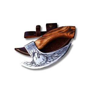 Cuchillo para Pizza Vikingo de Acero al Carbono Forjado a Mano, Hoja Grabada, Funda de Cuero, Cortador de Pizza Artesanal de Primera Calidad, Resistente - Product Image 1