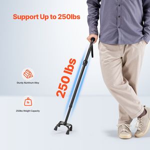 Bastone da Passeggio in Alluminio alla Moda, Regolabile in Altezza a 10 Livelli, Base Stabile a 4 Punte, Leggero e Portatile - Product Image 5