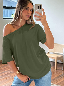 Camiseta de algodón lisa para mujer, suave, informal, transpirable, de manga corta, para verano, con logo personalizado, a la moda. - Product Image 3