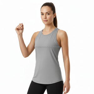 Private Label 100% Cotton Jersey O-Neck Tank <b>Top</b> Women Custom Brand Curved Hem Gym Fitness Sleeveless Breathable Anti-Pilling - Product Image 2