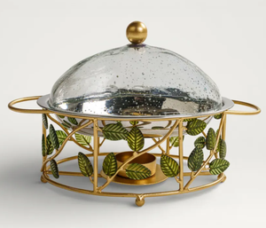 Plat à réchaud avec couvercle en verre, chauffe-plats, chauffe-casseroles, revêtement antiadhésif en céramique, acier inoxydable, diamètre 24 cm, pour usage hôtelier et domestique - Product Image 1