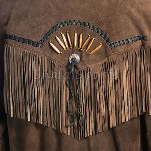 เสื้อแจ็คเก็ตหนังแท้ผู้หญิง สีน้ำตาลคาเมล สไตล์วินเทจ สตรีทแฟชั่น เสื้อแจ็คเก็ตหนังกลับผู้หญิง แต่งพู่ ขายส่ง เสื้อแจ็คเก็ตผู้หญิง - Product Image 5