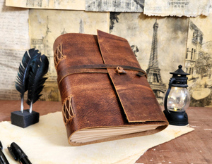 Vintage <b>Inspired</b> Leather Journal, Handmade Line Paper, Beautiful, <b>Book</b> of Shadows, Sketchbook Notebook - Product Image 1