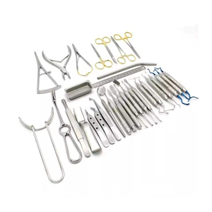Ensemble d'instruments chirurgicaux dentaires en acier inoxydable, kit d'outils manuels certifié CE Classe I, poignée moletée, argenté - Product Image 1
