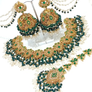Collier de perles élégant, ensembles de bijoux fantaisie plaqués or, collection de bijoux de mariée et de fiançailles pour femmes - Product Image 5