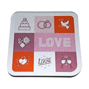 Cubes d'amour en acrylique personnalisés, aimants de réfrigérateur carrés, décoration de mariage, autocollant magnétique, cadeau - Product Image 1