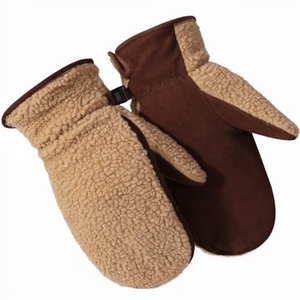 Guantes de Invierno Unisex para Esquí y Snowboard, Impermeables, Forrados con Polar, Aislantes Térmicos, con Cierre de Tirón, Color Marrón Beige - Product Image 4