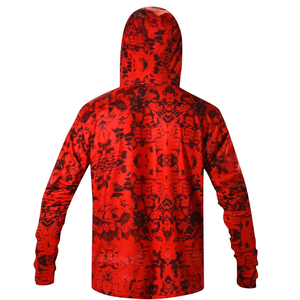 Sweat à capuche de pêche pour homme, rouge, imprimé par sublimation, manches longues, UPF 50, anti-UV, respirant, écologique - Product Image 5