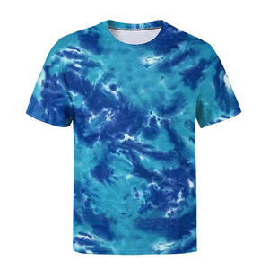 Wholesale New Trends Men's Casual Tie <b>Dye</b> O Neck Short Sleeve Multi Color Rainbow Breathable Eco-Friendly Regular Fit Shirt - Product Image 4