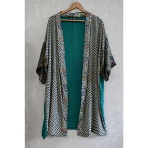 ชุดกิโมโนผ้าไหมอินเดียทำมือ ระบายอากาศได้ดี ไซส์ใหญ่ คอวี ยาวถึงข้อเท้า สำหรับผู้หญิง ชุดนอนฤดูใบไม้ร่วง ชุดคลุมลำลอง ของขวัญสำหรับเธอ - Product Image 2