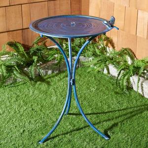Fuente de Agua Decorativa para Jardín, Estilo Antiguo, de Metal Azul, con Pedestal, Resistente a la Intemperie, para Patio o Terraza - Product Image 1