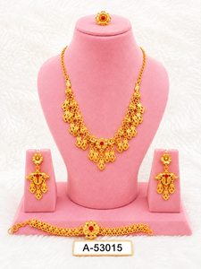 Juego de Joyería para Mujer Chapado en Oro de 24K, Estilo Vintage Dubái, Incluye Collar, Pendientes, Brazaletes y Peinetas de Aleación de Zinc, Ideal para Aniversario - Product Image 6