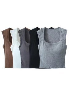 Camiseta sin mangas acolchada de algodón premium con sujetador incorporado, top corto de yoga de ajuste ceñido, bralette inalámbrico transpirable, ropa deportiva nueva. - Product Image 6