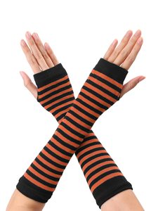 Striped Arm Sleeves Orange Black Knitted Unisex Adult Sweat-Wicking Cycling Arm Sleeve <b>for</b> Cycling, <b>Driving</b> & Summer Wear - Product Image 2