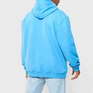 เสื้อฮู้ดสีน้ำเงินทรงโอเวอร์ไซส์ ยูนิเซ็กส์ ทรงปกติ ผ้าฝ้ายฟลีซ 100% สีพื้น สวมใส่สบาย เหมาะสำหรับฤดูหนาว เป็นมิตรกับสิ่งแวดล้อม สไตล์สตรีทแวร์ - Product Image 2