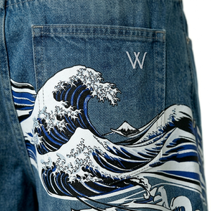 Pantalones Cortos de Mezclilla Holgados con Estampado de Anime, Estilo Japonés, Harajuku, Pierna Ancha, 100% Algodón, Personalizados y de Venta Caliente - Product Image 4