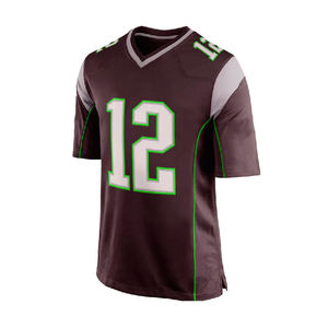 Camiseta de Fútbol Americano Personalizable para Hombre, Cuello en V, Manga Corta, Poliéster que Absorbe la Humedad, Número de Equipo 12 Impreso - Product Image 2