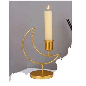 Portavelas de Té de Metal Chapado en Oro con Diseño Clásico Indio, Base en Forma de Luna, Elegante Decoración para Bodas y Hogar - Product Image 3