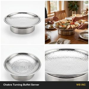 Handmade SS304 Mirror Steel Buffet <b>Riser</b> 35 cm Food Safe Chakra Turning Tableware for Home Decor Hotels Weddings - Product Image 5