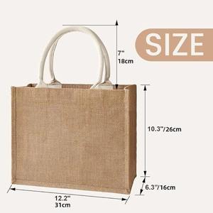 Custom Jute Shopping <b>Bag</b> <b>Medium</b> Size Top Handle Hand Length Handle For Groceries - Product Image 3