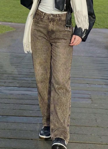 Jeans de Mezclilla para Mujer, Cintura Alta, Corte Recto, Lavado a la Piedra, Ajuste Regular, Largos, Estilo Casual Vintage, 100% Algodón, para Verano - Product Image 5