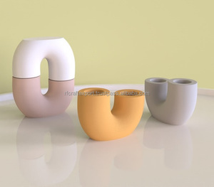 Modern Luxury Home Decoration Double- Tube Resin <b>Tealight</b> Candle <b>Holder</b> Floral-Decor Woman Aesthetic Desk Christmas Lanterns - Product Image 1