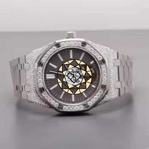 Best Quality Lab Diamond Mechanical <b>Watch</b> with Stainless Steel Band Black Dial Round <b>Case</b> Dial Diamond Daily Wear <b>Watch</b> For Her - Product Image 1