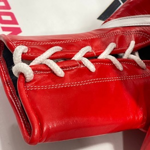 Guantes de Boxeo de Piel de Vacuno Genuina para Entrenamiento de Artes Marciales, Modelo Reciente, Personalizados, Rojos, con Cordones - Product Image 6