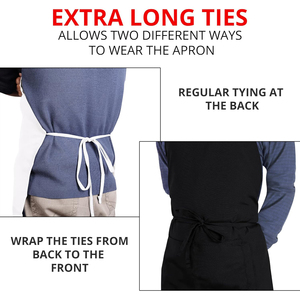 OEM Unisex Cotton Woven <b>Apron</b> With Pockets For Restaurant Bar Waiter Staff Black And <b>White</b> Options Snap Closure - Product Image 2
