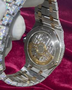 Montre de luxe pour homme en acier inoxydable avec mouvement mécanique ETA, sertie de moissanite VVS1 style Hip Hop, livrée avec boîte - Product Image 2