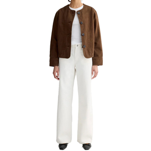 Blouson en jean personnalisé pour femme, marron cacao, coupe oversize, en coton, style workwear, vêtement d'extérieur haut de gamme, marque privée, fabricant OEM - Product Image 4