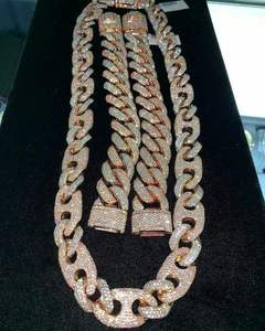 Collar de Cadena Cubana con Perlas de Agua Dulce y Moissanita de Corte Redondo, Joyería Fina Unisex para Regalo, Oro Sólido y Plata - Product Image 2